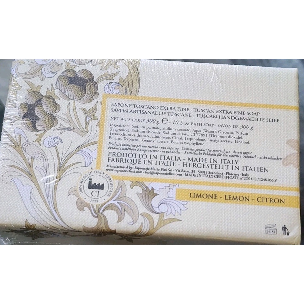 Saponerie Mario Fissi Lemon Citron Fine Milled Italian Soap - Picture 5 of 8